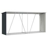 Garden Log Storage Shed Galvanised Steel 330x84x152 cm Anthracite 47085