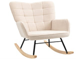 Berber Fleece Nursery Glider Rocker for Nursing, Wingback Rocking Chair for Living Room, Beige T3398P343457
