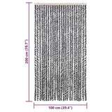 Fly Curtain Grey and Black and White 100x200 cm Chenille 377336