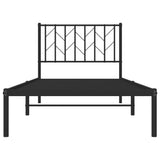 Metal Bed Frame without Mattress with Headboard Black 90x190cm 374429