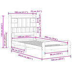 ZNTS Bookcase Bed without Mattress White 100x200 cm Solid Wood Pine 3308889