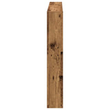 Headboard Cabinet with LED Old Wood 140x17x102 cm 863128