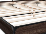 Bed Frame Brown oak Engineered wood, Metal, Plywood Double Modern 3280066