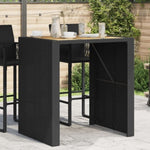 ZNTS Garden Bar Table with Acacia Wood Top Black 105x80x110 cm Poly Rattan 368696