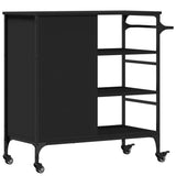Kitchen Trolley Black 87.5x38.5x84.5 cm Engineered Wood 842386