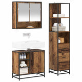 Bathroom Furniture Set with Door 3 pcs Old Wood Engineered Wood 3402503