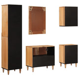 Bathroom Furniture Set with Door 5 pcs Natural Solid Mango Wood 3310099