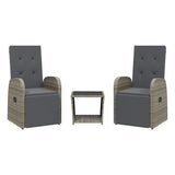 3 Piece Garden Dining Set with Cushions Grey Poly Rattan 3277627