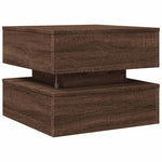 ZNTS Coffee Table with LED Lights Brown Oak 50x50x40 cm 839860