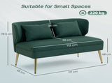 2 Seater Sofa, Linen-look Fabric Small Sofa with Wing Back, Thick Seat, Metal Legs, Dark Green T3398P554299