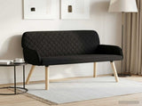 2 Seater Sofa with Solid Wood Legs 2-Seater Black Linen Fabric 42051032