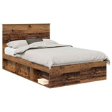 Bed Frame with Headboard Old Wood 120 x 190 cm Solid Pine Wood 3409379
