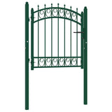 Fence Gate EMMEN with Spikes Steel 103x97 cm Green 146373