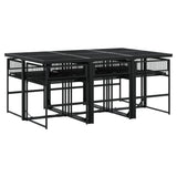 7 Piece Garden Dining Set Black Poly Rattan 3295049