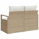 Garden Sofa with Cushion Beige 120 x 62 x 69cm Poly Rattan 42006766