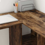Desk with Shelf Smoked Oak 142 x 102 x 73 cm Engineered Wood 869294