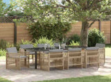 Garden Dining Set 9 pcs Beige Powder-Coated Steel 3380672
