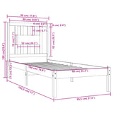 Bed Frame without Mattress White Solid Wood Single 3104029