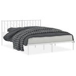 Metal Bed Frame without Mattress with Headboard White 160x200cm 374489