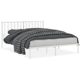 Metal Bed Frame without Mattress with Headboard White 160x200cm 374489