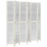 Room Divider 6 Panels White Solid Wood Paulownia 358684