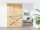 Sliding Door Natural and White 100 x 210 cm Solid Pine Wood 3445193