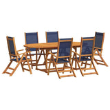 7 Piece Garden Dining Set Solid Wood Acacia and Textilene 3279301