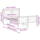 Bed Frame with Headboard Taupe 120 x 190 cm Solid Pine Wood 878417