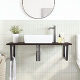 Basin Shelf Wall Mounted Steel and Solid Wood Oak 3302663