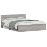 Bed Frame with LED without Mattress Grey Sonoma 160x200 cm 3207600