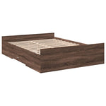 ZNTS Bed Frame with Drawers Brown Oak 135x190 cm Double Engineered Wood 3280320
