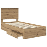Bed Frame with Drawer Artisan Oak 90 x 190 cm Engineered Wood 3411367