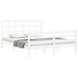 Bed Frame without Mattress White King Size Solid Wood 3193992
