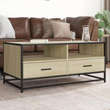 Coffee Table Sonoma Oak 100x50x45 cm Engineered Wood and Metal 848785