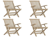 Folding Garden Chair Set of 4 Grey Solid teak wood Standard 3155070