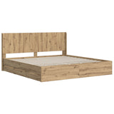 Bed Frame with Storage and Headboard Artisan Oak 180 x 200 cm 3445835