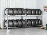 2-Layer Tire Racks 2 pcs Silver 110x40x110 cm Steel 152892