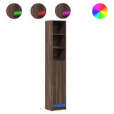Sideboard with LED Brown Oak 36x32.5x200 cm Engineered Wood 852130