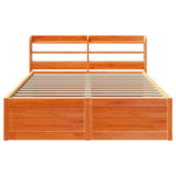 ZNTS Bed Frame with Headboard Wax Brown 140x200 cm Solid Wood Pine 3307085