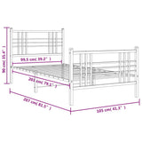 Metal Bed Frame without Mattress with Footboard White 100x200cm 376386