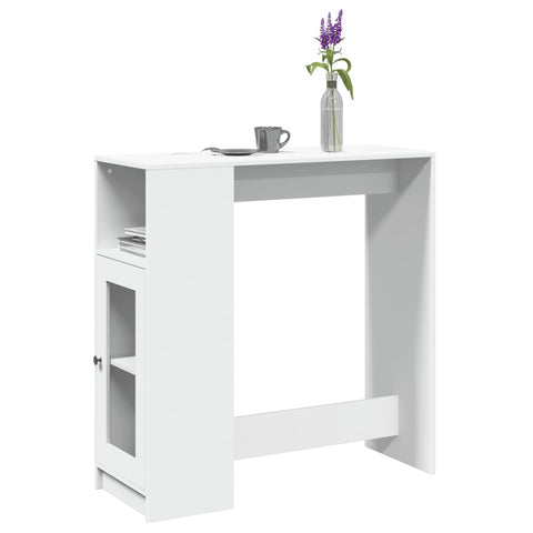 ZNTS Bar Table with Racks White 101x40x103.5 cm Engineered Wood 854364