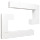 ZNTS 8 Piece TV Cabinet Set White Engineered Wood 3078725