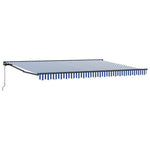 Retractable Awning Manual Blue and White 450x300 cm Fabric 3330851