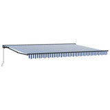 Retractable Awning Manual Blue and White 450x300 cm Fabric 3330851