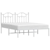 Metal Bed Frame without Mattress with Headboard White 150x200cm 353490
