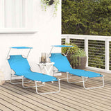 Sun Lounger Folding 2 pcs Bright Blue 58 x 188 x 77cm Polyester 42003065