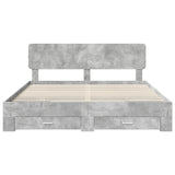 Bed Frame Concrete Grey 180 x 200 cm Engineered Wood 3412342