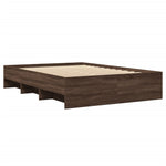 ZNTS Bed Frame without Mattress Brown Oak 140x190 cm Engineered Wood 3295687