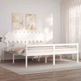Senior Bed without Mattress White 200x200 cm Solid Wood 3195567