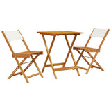 Bistro Set Cream White Solid Acacia Wood 3 Piece Set Foldable 3281760